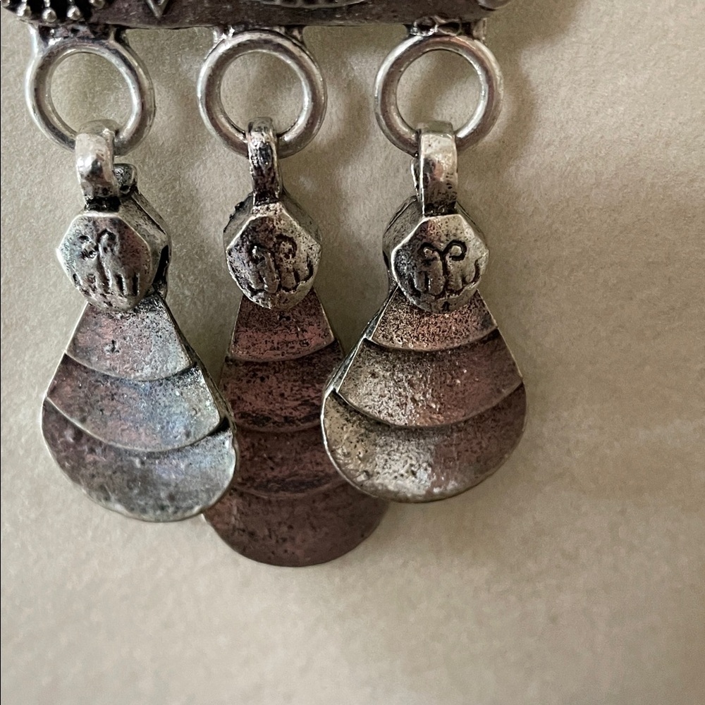 Artisan Silver Statement Necklace with Black Accents - Picture 8 of 8